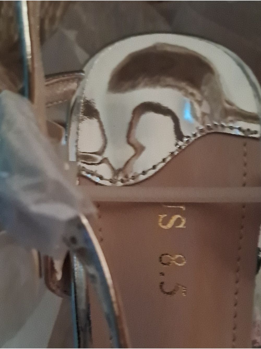 Perphy Rhinestone Sparkly Heel Square Toe Stiletto Heel Sandals NWT Size 8.5 - Picture 9 of 13